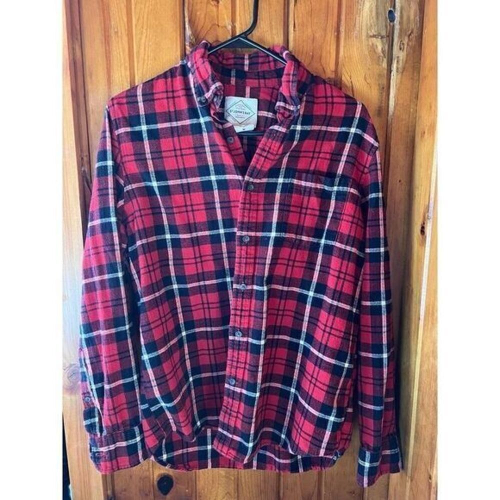 St. John's Bay Red Plaid‎ Flannel Shirt Button-Down Casual Comfort